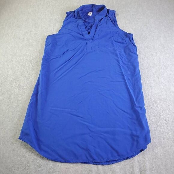 Old Navy Dress Womens Large Blue Satin Sleeveless V Neck Tank - Picture 1 of 8